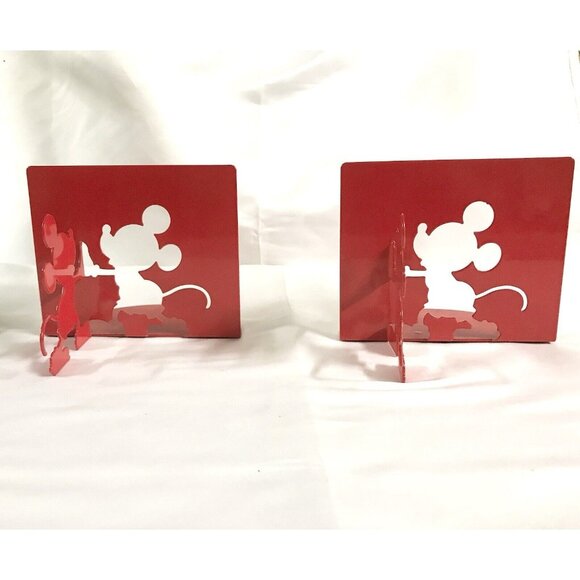 Disney Mickey Mouse Collection -Red Die Cut Bookends(2) Bubble Defect On One - Picture 2 of 9